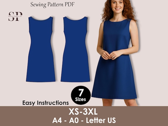 A-line Shift Dress Sewing Pattern | Beginner Friendly PDF | Sleeveless  Summer Dress ( XS-3XL ) - Etsy Canada