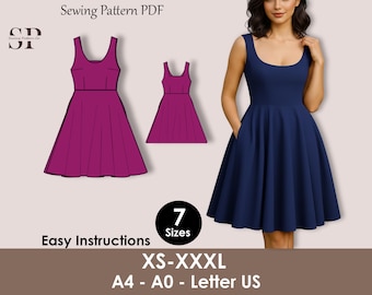 Fit and Flare Dress Sewing Pattern: Women's A-line PDF (XS-6XL) - Etsy Fit and Flare Dress Sewing Pattern: Women's A-line PDF (XS-6XL) - Etsy