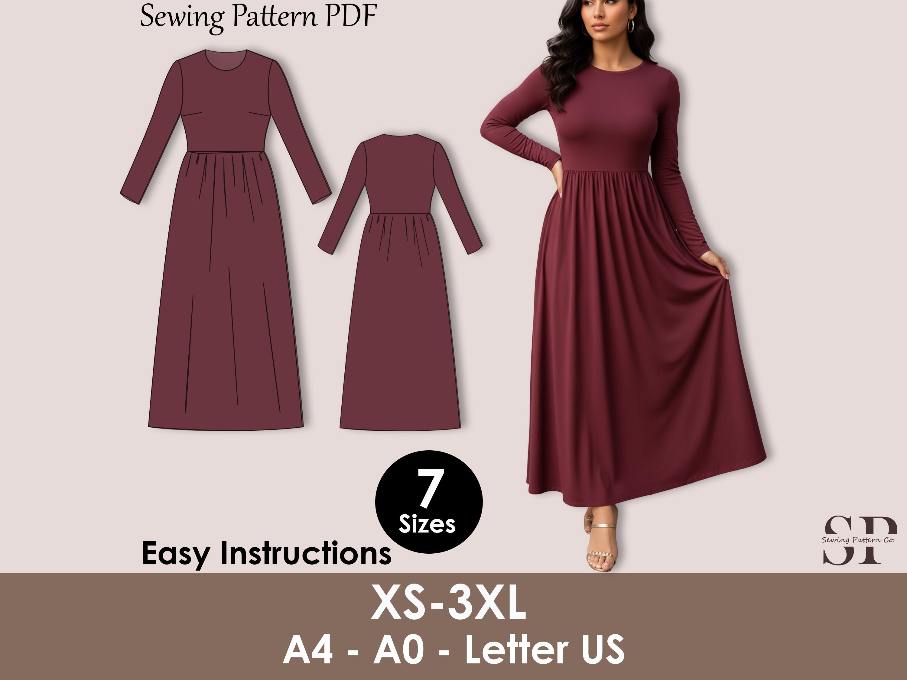 Long Sleeve Maxi Dress Pattern - Etsy Long Sleeve Maxi Dress Pattern - Etsy