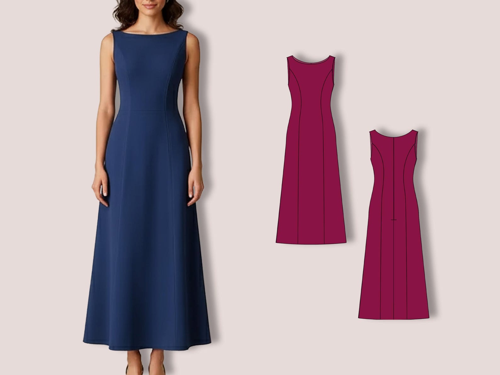 blue princess polly dress Chelsea Maxi Beautiful Woman in a Color:Nude Multi Tweed / Boucle
