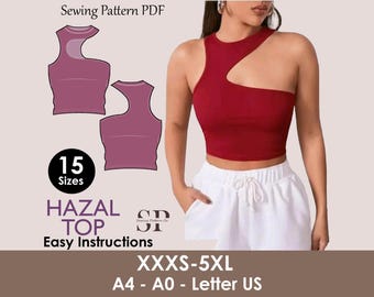 HAZEL Top - Fleur crop top | Women Cutout crop top  | easy Women TOP dress pattern| women digital sewing Pattern PDF