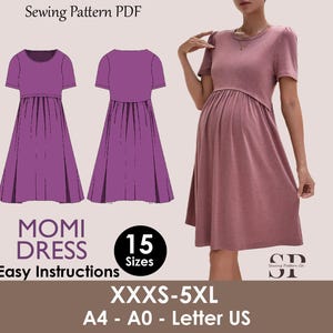 MOMI Dress - Pregnancy  dress pattern| High neck skirt| Nursing dress pattern| easy beginner women dress Top sewing pattern PDF