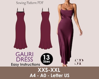 GAURI Dress - Slip dress | sleeve sleeveless | Women dress pattern| cami slip dress, maxi dress| one piece dress | Birthday, Wedding