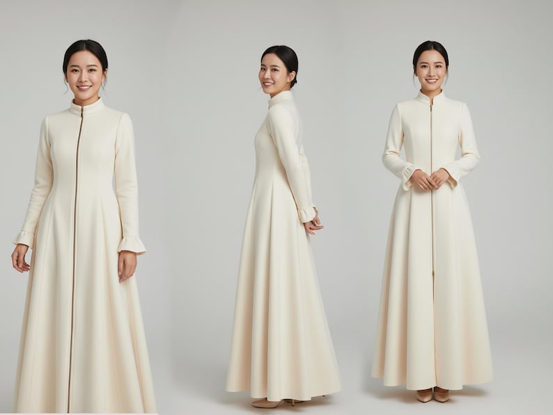 Medieval Cloak Dress Sewing Pattern PDF, Zipper Front Coat XS-3XL, Renaissance Costume PDF, Long Flared Dress Pattern