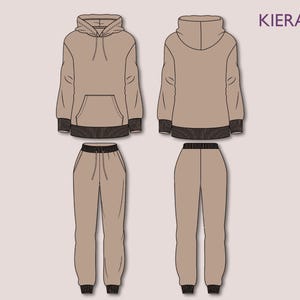 KIERA Set - Women Hoodie set| Hoodie & jogging pattern| Loungewear, Sweatshirt| Sleeveless, Short skirt| Women Winter set sewing Pattern PDF