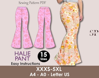 HALIE Pant - Stretchy pant pattern | women pant sewing PDF| flairy classy pant| comfy pant pattern| Wide leg pant| Digital trouser long pant