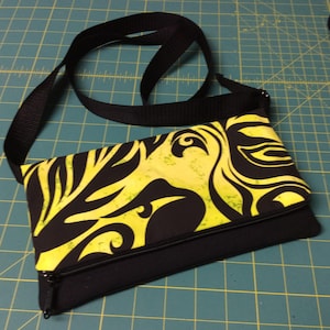 Crossbody bag, contemporary Hawaiian fabric