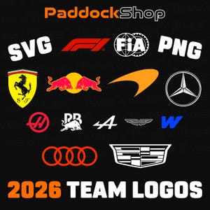 F1 Team Logos PNG & SVG: 2026 Formula 1 Racing Graphics (Digital Download)
