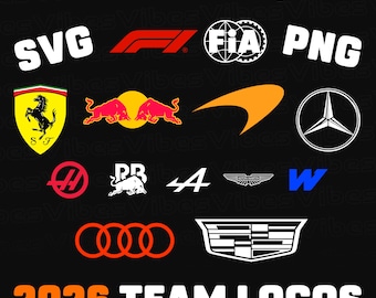 F1 Team Logos PNG & SVG: 2026 Formula 1 Racing Graphics (Digital Download)
