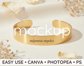 Mockup Printify Cuff Bracelet Mockup, Incisione Gioielli POD (Download Digitale)