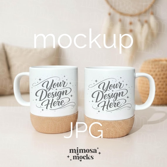 Mockup Kork Tasse Mugs with Cork Base White Cups Mockup (JPG)
