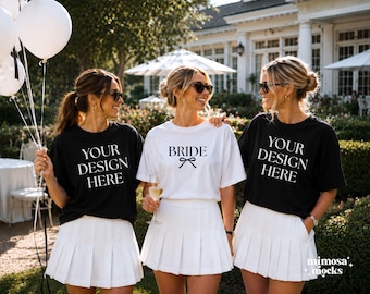 CC1717 Mockup per addio al nubilato, foto di gruppo per la sposa, Bella Canvas 3001 Maglietta per sposa e damigella d'onore, matrimonio