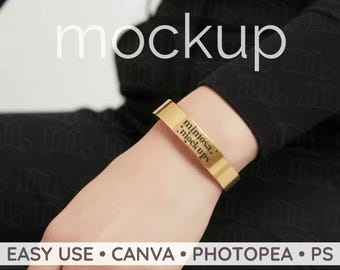 Modello di bracciale rigido con modello / Modello POD di gioielli con polsino in oro (download digitale)