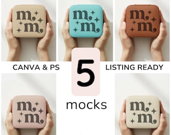 Zestaw mockupów etui na biżuterię podróżną 5 makiet etui podróżne na biżuterię POD (PNG)