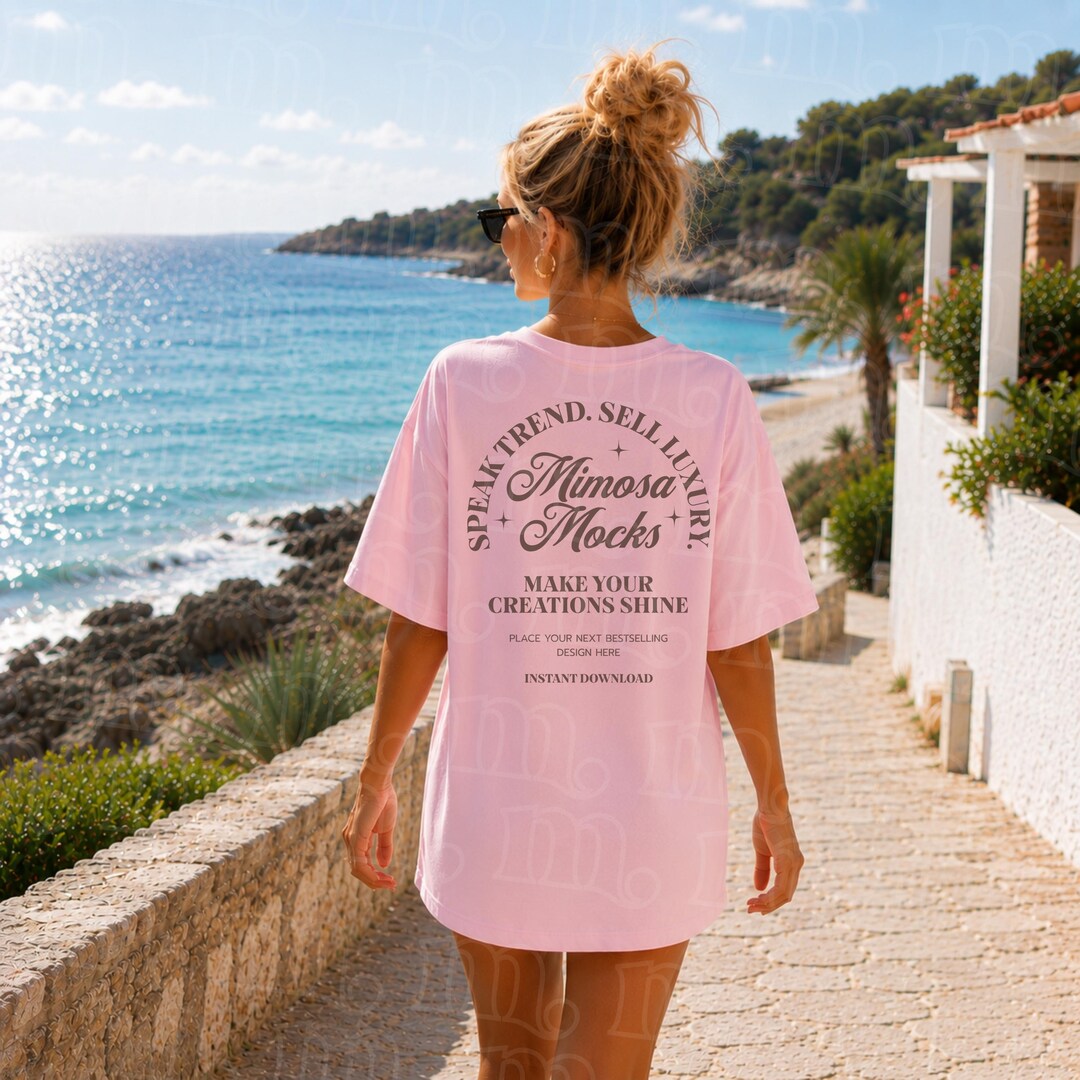 Light Pink Shirt Mockup Oversized Tee Back Mock - Etsy