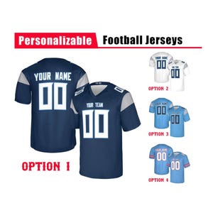 Custom Football Jersey, Tennessee Titans, Light Blue White Navy, Custom Game Jersey, American Football Jersey - Adult