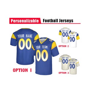 Custom Football Jersey, Los Angeles Rams, Bone White Royal, Custom Game Jersey, American Football Jersey - Adult