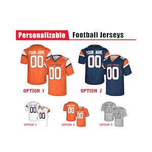 Camisa de futebol americano personalizada do Denver para adultos – Camisa com nome e número personalizados