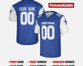 Camiseta de fútbol americano de los Dallas Cowboys personalizada para niños y adultos – Camiseta con nombre y número personalizados