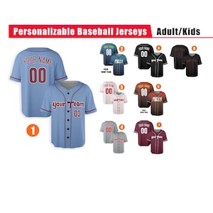 Custom Philadelphia Baseball Jersey for Kids Adults – Personalized Name Number Shirt