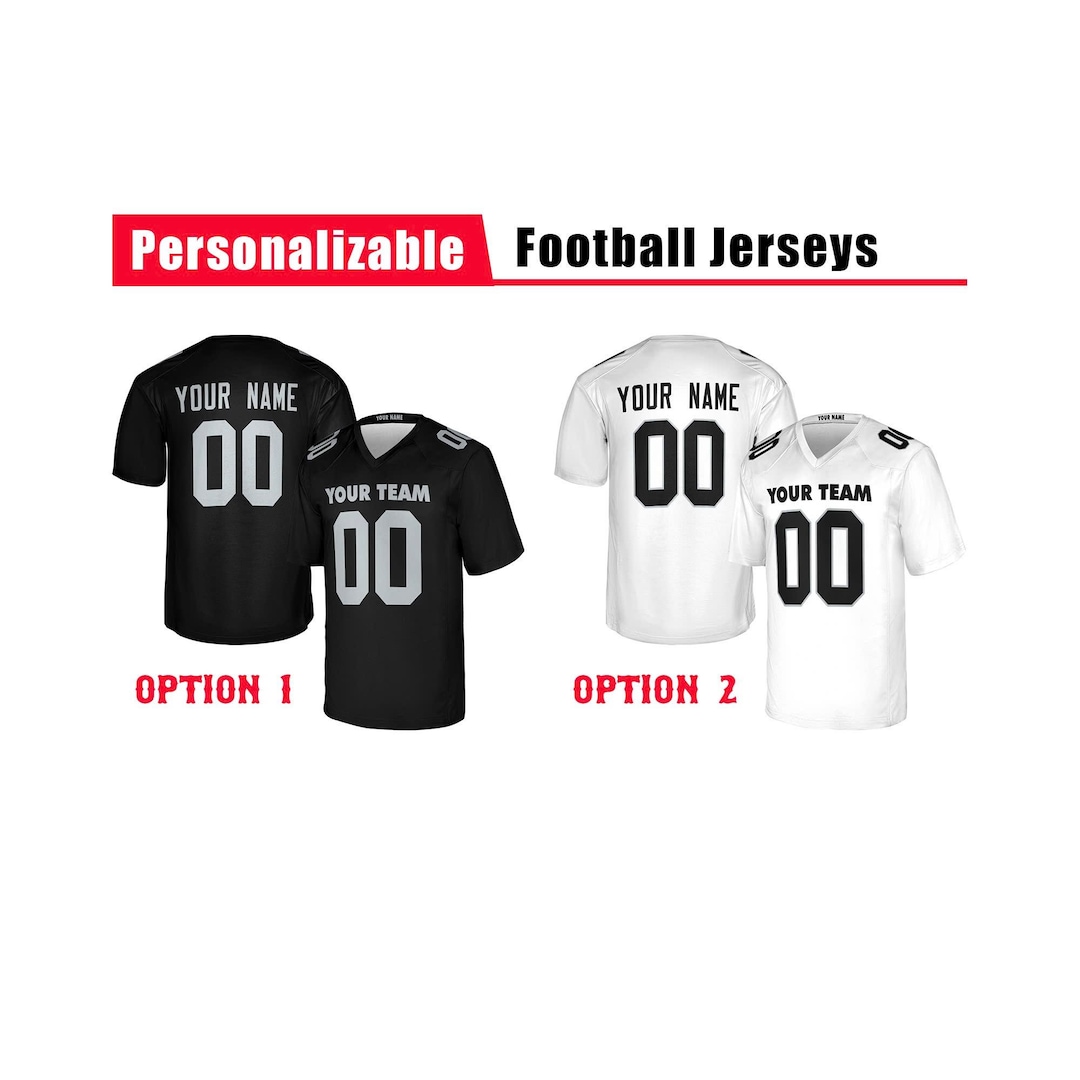 Custom Las Vegas Raiders Football Jersey, Black White, Adult Sizes