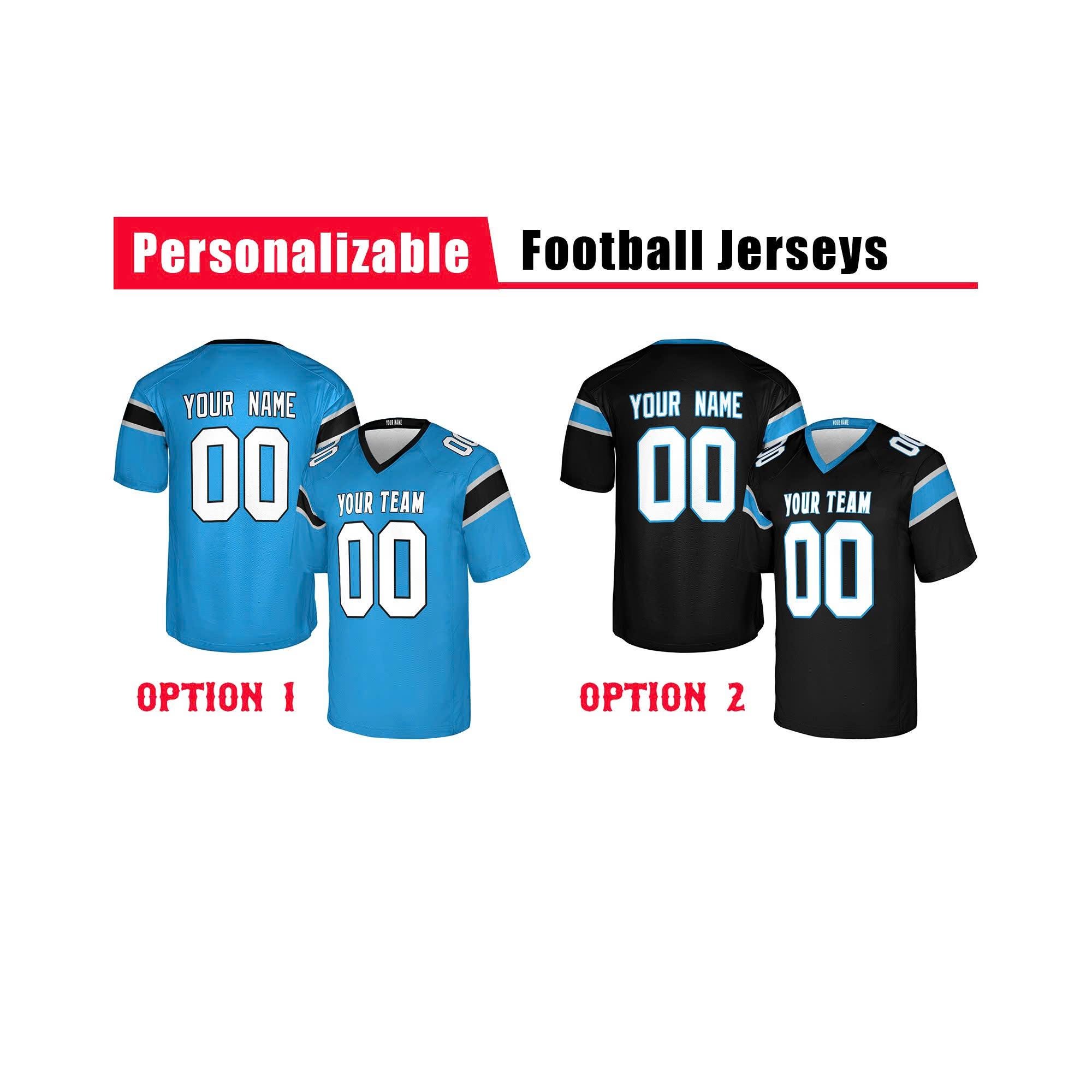 Custom Carolina Panthers Football Jersey, Blue Black, Adult Sizes - Main Image