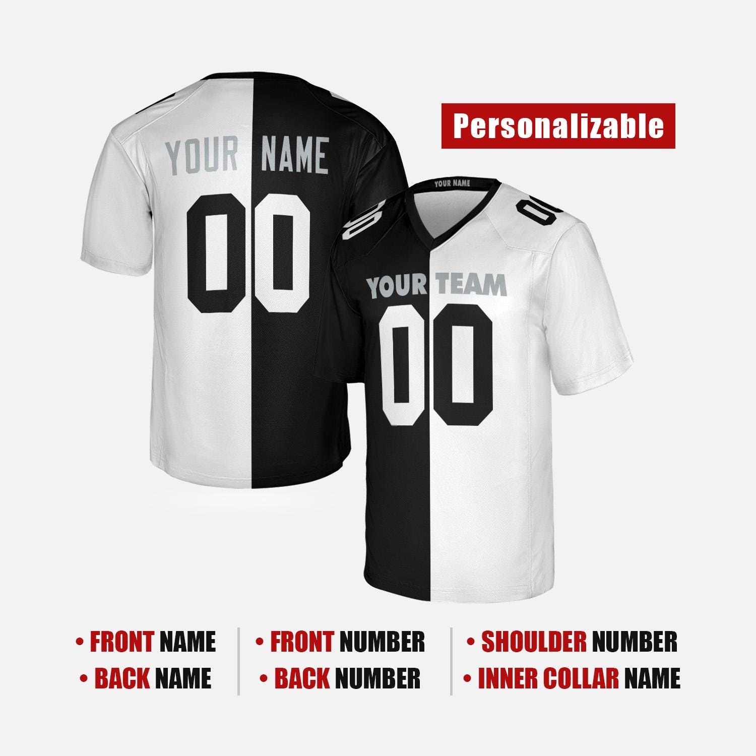 Discover Custom Las Vegas Raiders 1998 Split American Football Jersey, White Black, Adult Sizes