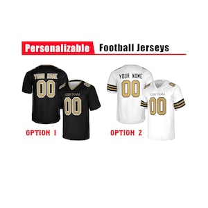 Custom Football Jersey, New Orleans Saints, Black White, Custom Game Jersey, American Football Jersey - Adult
