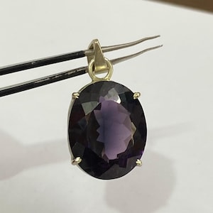 Vintage Alexandrite Solitaire Pendant Necklace: Sterling Silver June Birthstone