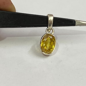 Certified Yellow Sapphire Sterling Silver Astrological Pendant