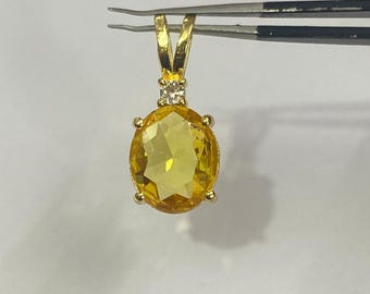 Ramneek Jewels 12.25-12.50 Ct Yellow Sapphire (Pukhraj) Pendant - Panchadhatu Setting, AAA Quality - View #2