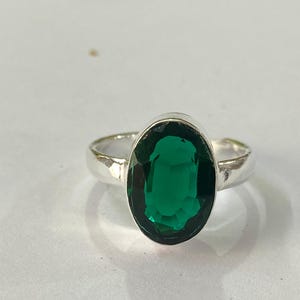 Emerald Sterling Silver Ring: Gold Plated May Birthstone Jewelry