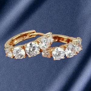 Minimalist Diamond Huggie Hoop Earrings: 14K Gold & Sterling Silver