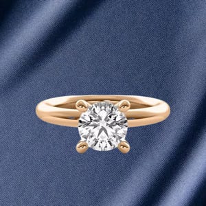 Moissanite Solitaire Ring: 14K Rose Gold & Sterling Silver Handmade Jewelry