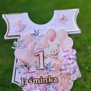 Personalized 3D Baby Onesie 1st Birthday Card - Keepsake Box