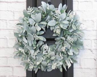 Lambs Ear Wreath,  All Seasons Wreath, Neutral Wreath, Greenery Wreath, Year Round Wreath, Farmhouse Wreath, Wreath for Any Season