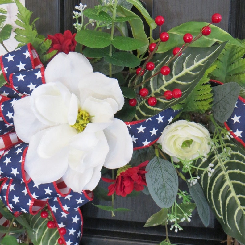 Spring and Summer Wreath, Patriotic Wreath, Red White and Blue Wreath, Floral Patriotic Wreath, Memorial Day Wreath, 4th of July Wreath image 7