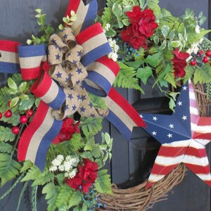 Patriotic Wreath, Americana Wreath, Red White and Blue Wreath, Floral Patriotic Wreath, Memorial Day Wreath, 4th of July Wreath image 4