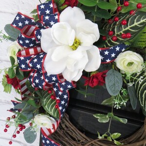 Spring and Summer Wreath, Patriotic Wreath, Red White and Blue Wreath, Floral Patriotic Wreath, Memorial Day Wreath, 4th of July Wreath image 4