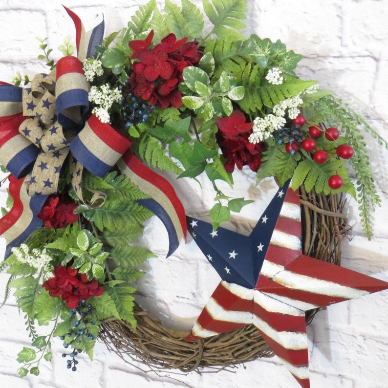 Patriotic Wreath, Americana Wreath, Red White and Blue Wreath, Floral Patriotic Wreath, Memorial Day Wreath, 4th of July Wreath image 10