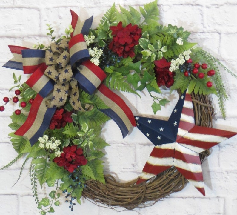 Patriotic Wreath, Americana Wreath, Red White and Blue Wreath, Floral Patriotic Wreath, Memorial Day Wreath, 4th of July Wreath image 7