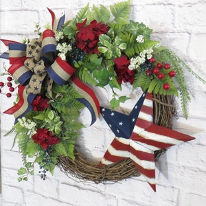 Patriotic Wreath, Americana Wreath, Red White and Blue Wreath, Floral Patriotic Wreath, Memorial Day Wreath, 4th of July Wreath image 9