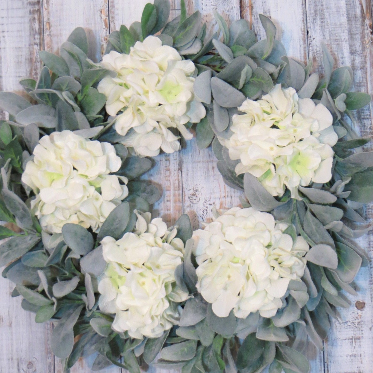 Lambs Ear and Hydrangea Wreath White Hydrangea Wreath Any Etsy
