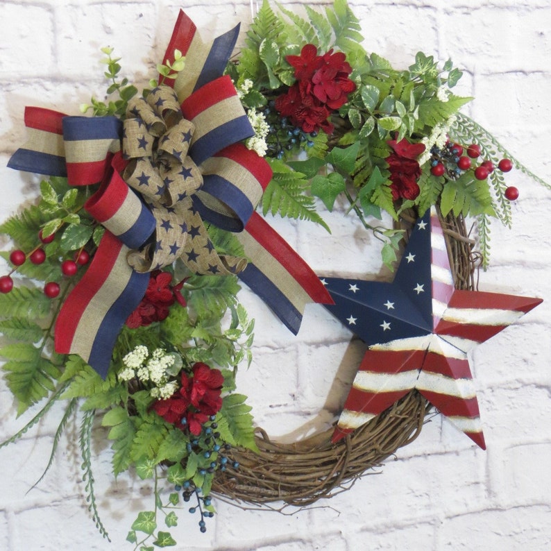 Patriotic Wreath, Americana Wreath, Red White and Blue Wreath, Floral Patriotic Wreath, Memorial Day Wreath, 4th of July Wreath image 8