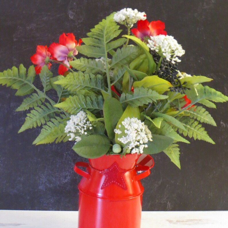 Patriotic Arrangement, Milk Can Arrangement, Red White and Blue Decor, Americana Decor, Summer Floral Arrangement, Stars and Stripes image 10