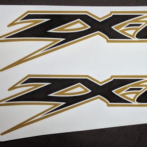 2 Part ZX6R Logo Sticker Set for Kawasaki ZX-6R – Fairing Decals in 200mm x 45mm Size