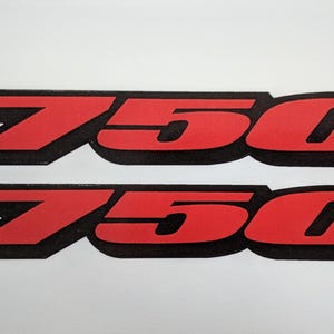 2 Part &quot;750&quot; Sticker Set for Suzuki GSXR 750 – Fairing Decals in 120mm x 20mm Size