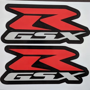 2 Part GSXR Logo Sticker Set for Suzuki GSXR – Fairing Decals in 175mm x 75mm Size