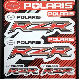 Foglio di adesivi e decalcomanie per grafica per moto fuoristrada Polaris RZR Razor Red laminato