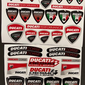 Ducati Performance Desmo Corse complete logostickerset voor gelamineerde motorfietsen